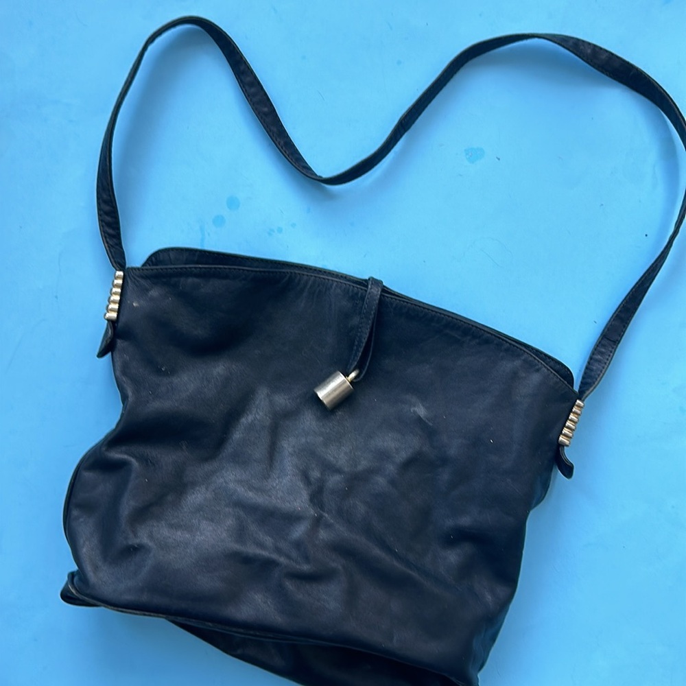 Leather purse midnight blue,hand made in Italy,by Calderon,Vintage